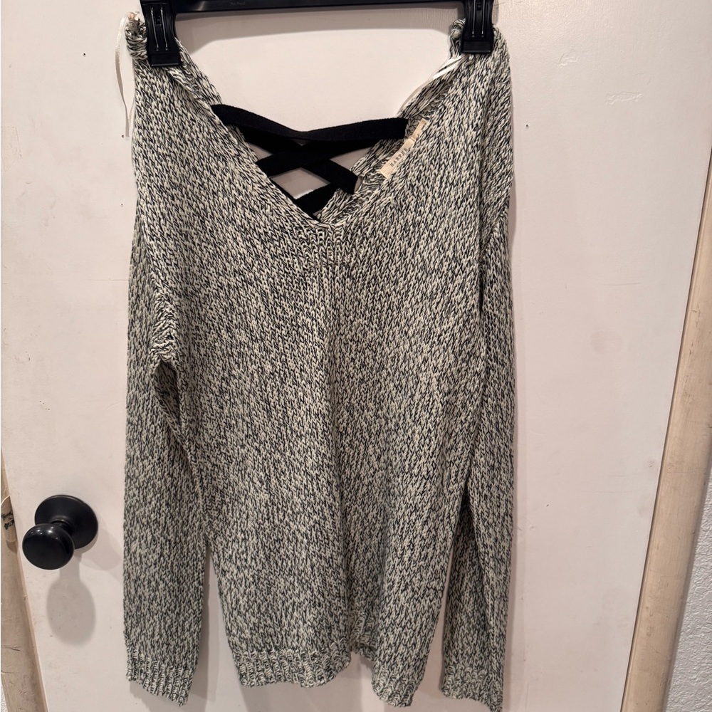 Harper Black and White V-Neck Sweater